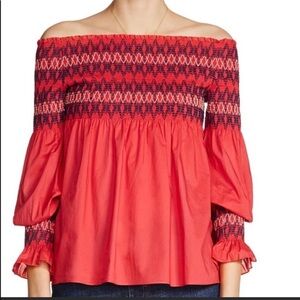 Maje  red off shoulders top